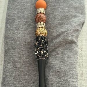 Beaded Leopard Print & Black Crystal Handbag Charm